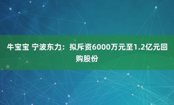 牛宝宝 宁波东力：拟斥资6000万元至1.2亿元回购股份